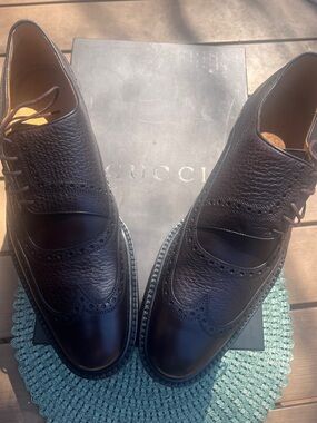 NWT Gucci Brown  Leather side laced Men’s shoes. Size 10